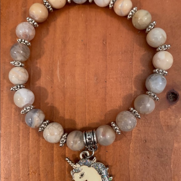 NEW Tibetan White Unicorn & Fire Agate Ball Stretchy Bracelet Approx. 7”… - Picture 7 of 7